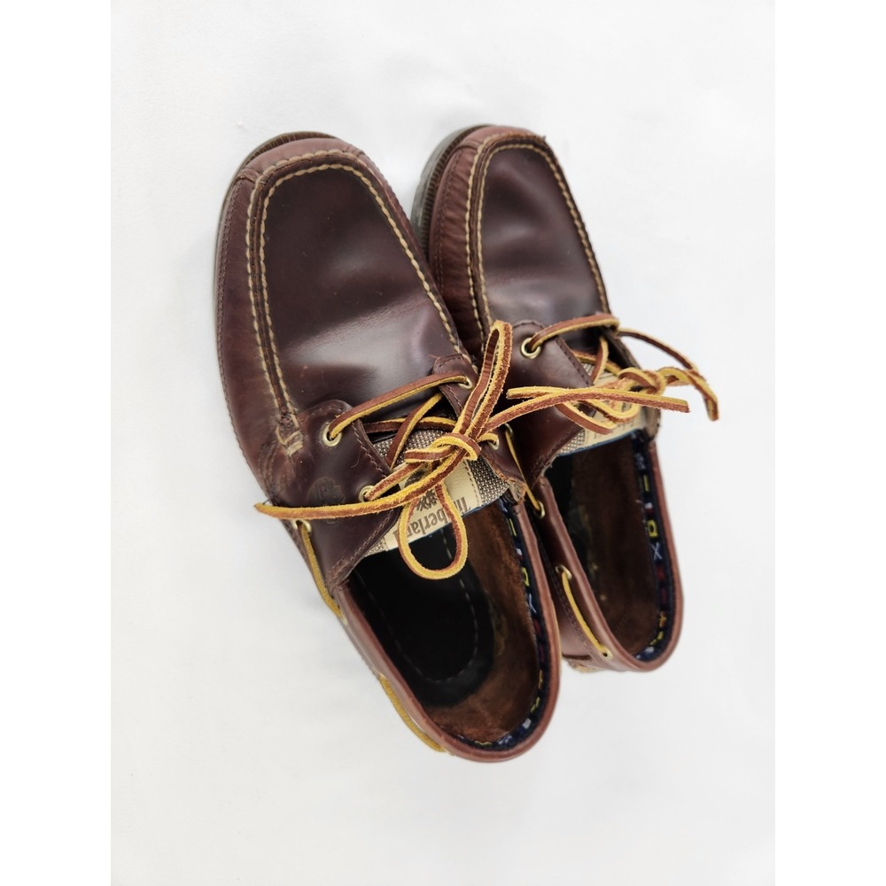 Timberland Classic 2 Eye Boat Shoes Men 9.5 Wide Brown Leather Deck Earthkeepers - Picture 14 of 16